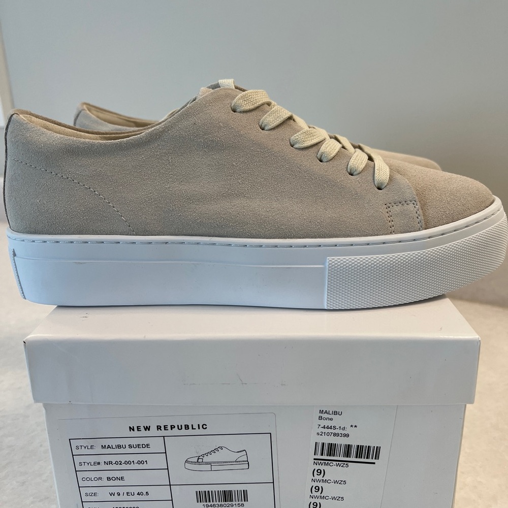 New Republic Platform Suede Malibu Sneaker in Bone - size w9